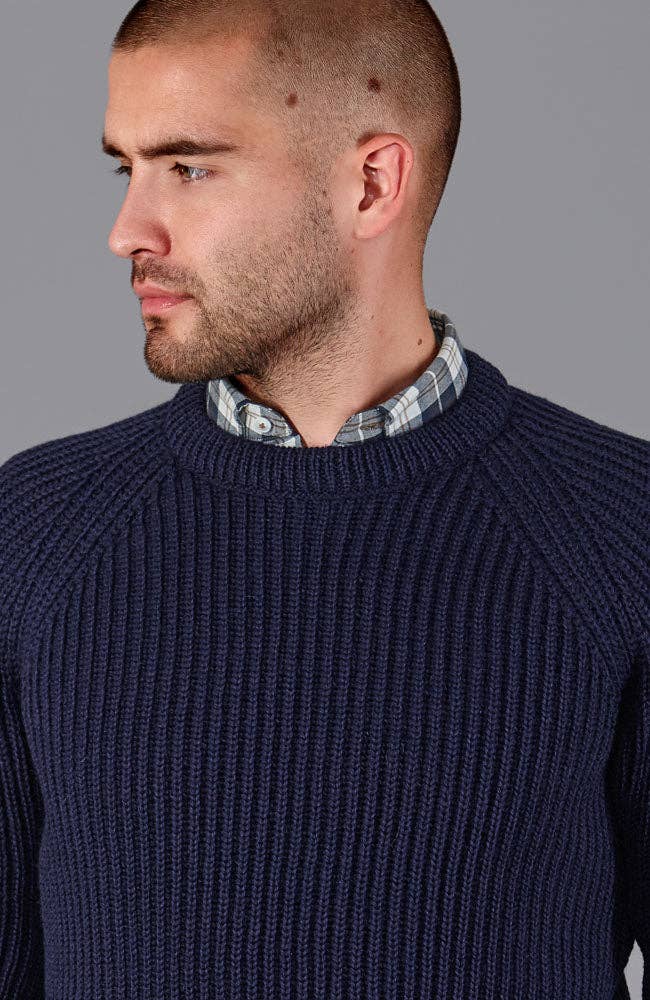 Mens 100% British Wool Heavyweight Ribbed Jumper