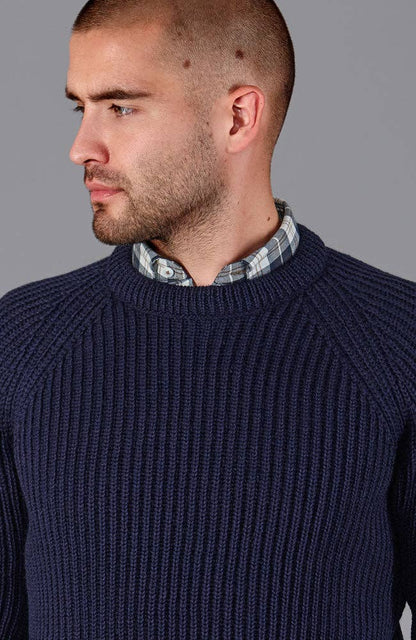 Mens 100% British Wool Heavyweight Ribbed Jumper