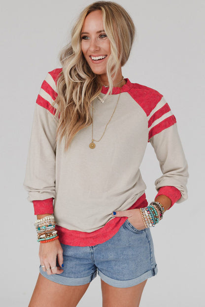 Apricot Color Block Raglan Long Sleeve Top