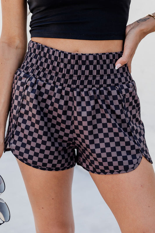 Shorts atléticos de cintura alta leopardo marrom