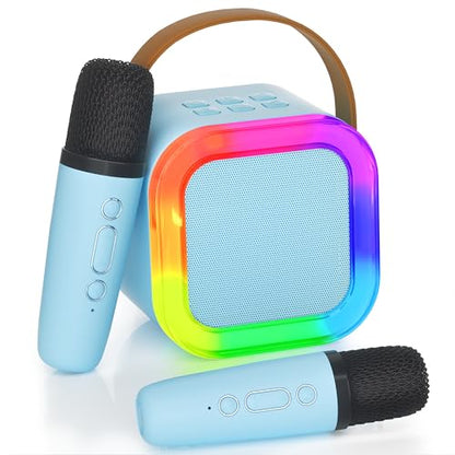 Ankuka Karaoke Machine for Kids Adults, Mini Portable Bluetooth Speaker with 2 Wireless Microphone