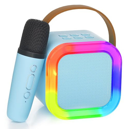 Ankuka Karaoke Machine for Kids Adults, Mini Portable Bluetooth Speaker with 2 Wireless Microphone