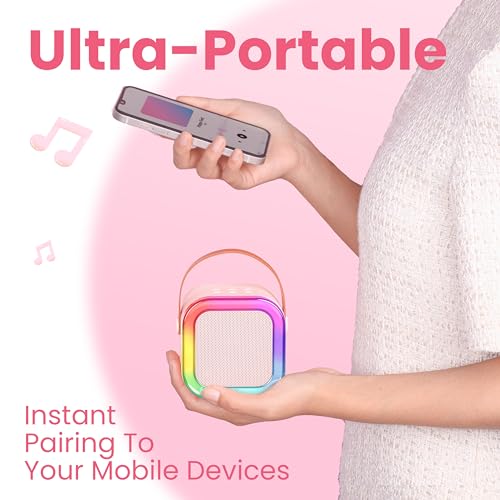 Ankuka Karaoke Machine for Kids Adults, Mini Portable Bluetooth Speaker with 2 Wireless Microphone