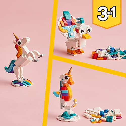 LEGO Creator 3 in 1 Magical Unicorn Toy to Seahorse to Peacock