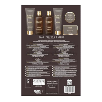 Baylis & Harding Black Pepper & Ginseng Men's Luxury Wash  Gift Set - Vegan Friendly (Pack of 1)