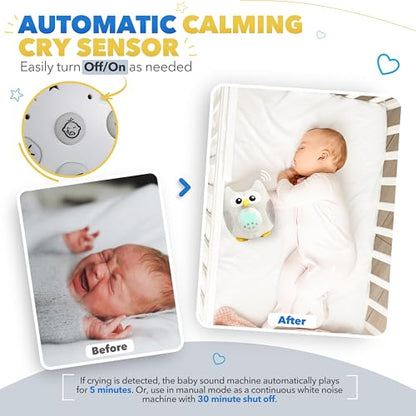 Baby Soother Cry Activated Sensor Toys Owl White Noise Sound Machine