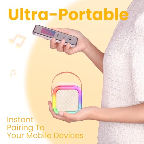 Ankuka Karaoke Machine for Kids Adults, Mini Portable Bluetooth Speaker with 2 Wireless Microphone