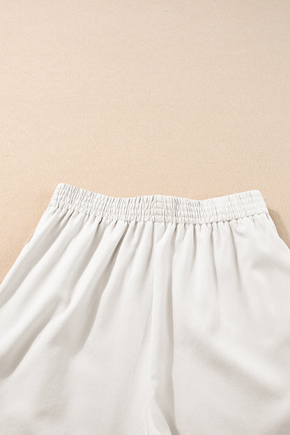 Conjunto de shorts elásticos de cintura regata branca Ricrac com acabamento