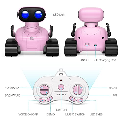 ALLCELE Robot Toys, Rechargeable Kids RC Robots for Girls & Boys