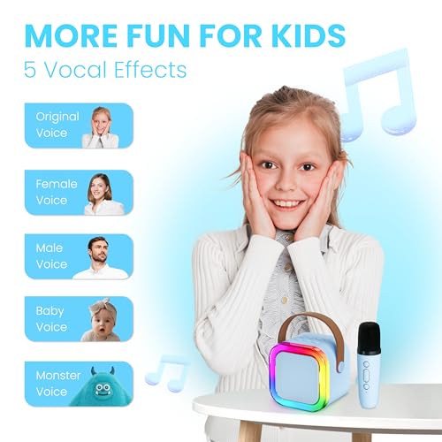 Ankuka Karaoke Machine for Kids Adults, Mini Portable Bluetooth Speaker with 2 Wireless Microphone