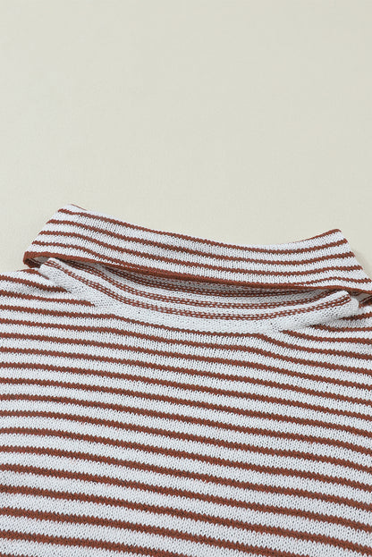 Black Striped Turtleneck Loose Sweater