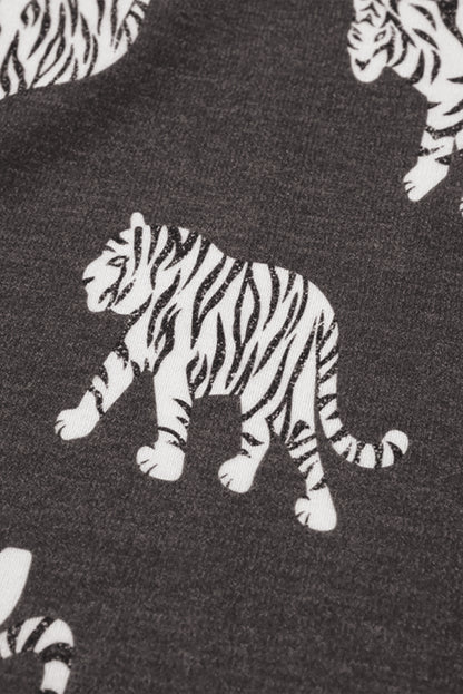 Sweat-shirt décontracté à imprimé tigre animé