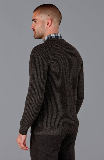 Mens 100% British Wool Heavyweight Ribbed Jumper