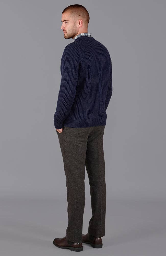 Mens 100% British Wool Heavyweight Ribbed Jumper