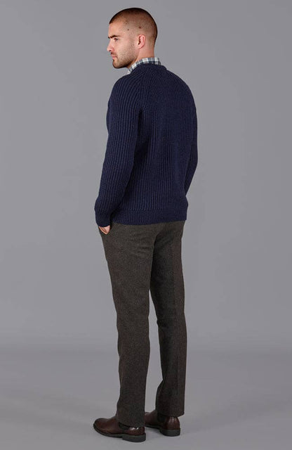 Mens 100% British Wool Heavyweight Ribbed Jumper