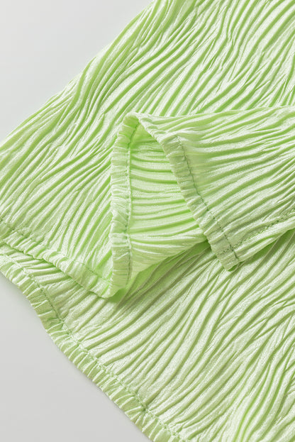 Chemise décontractée texturée fendue sur le côté Laurel Green