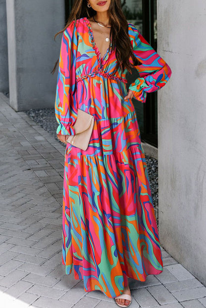 Vestido maxi em camadas com babados Wild Lotus