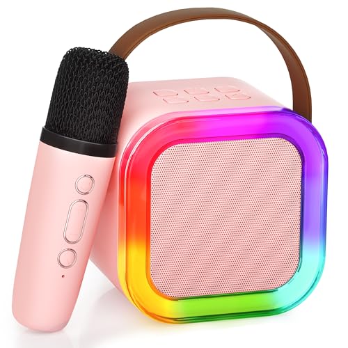 Ankuka Karaoke Machine for Kids Adults, Mini Portable Bluetooth Speaker with 2 Wireless Microphone