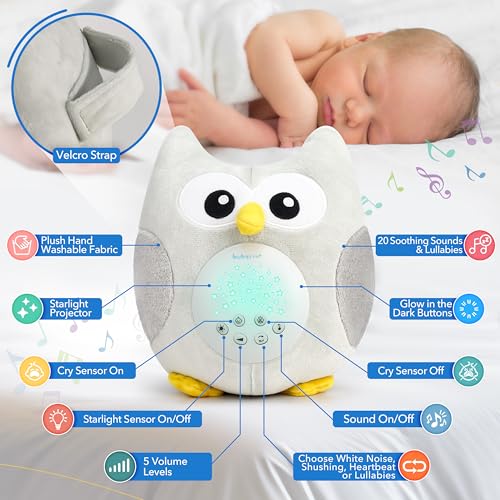 Baby Soother Cry Activated Sensor Toys Owl White Noise Sound Machine