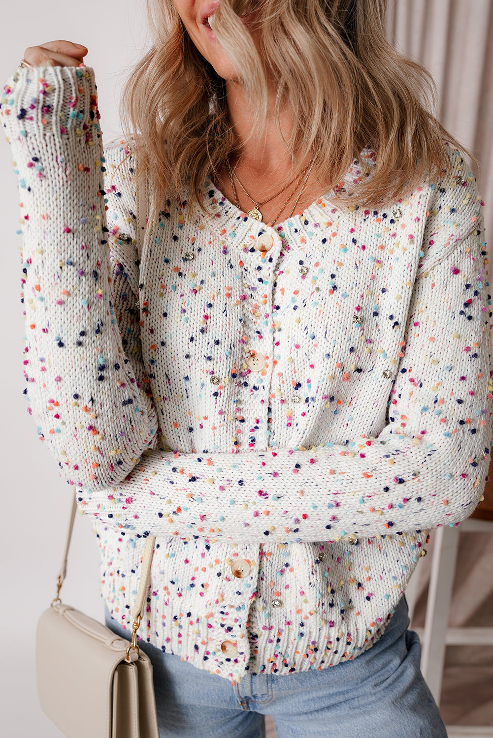 Black Multicolor Confetti Sweater Cardigan