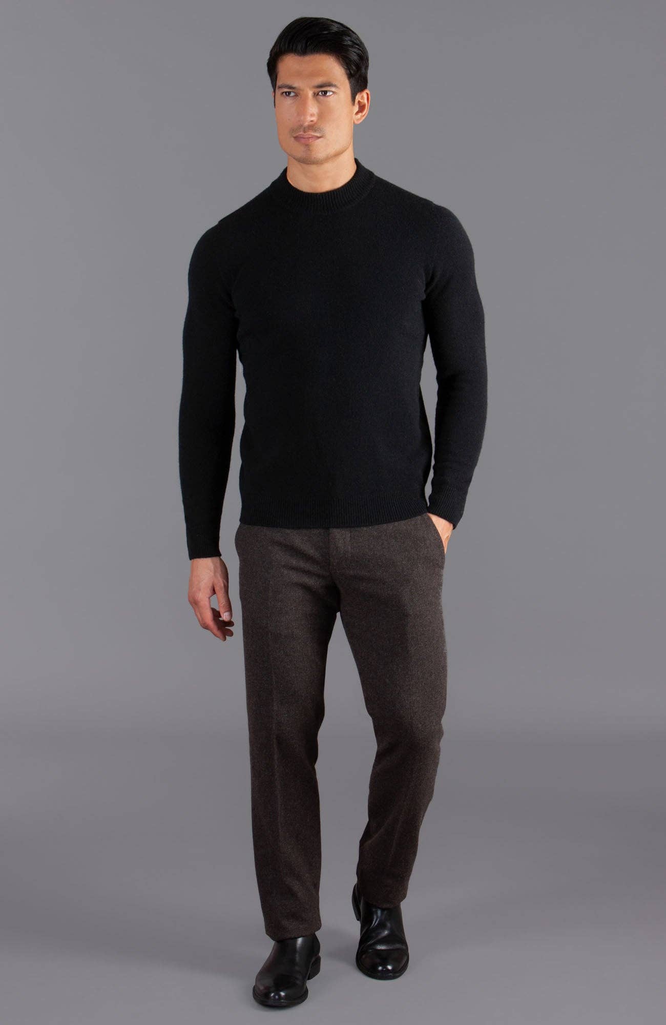 Mens Lambswool Narrow Mock Turtle Neck Jumper