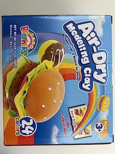 SAGO BROTHERS Air Dry Clay,24 Colors Modelling Clay with 3 Tools & Project Booklet