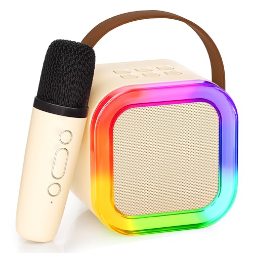 Ankuka Karaoke Machine for Kids Adults, Mini Portable Bluetooth Speaker with 2 Wireless Microphone