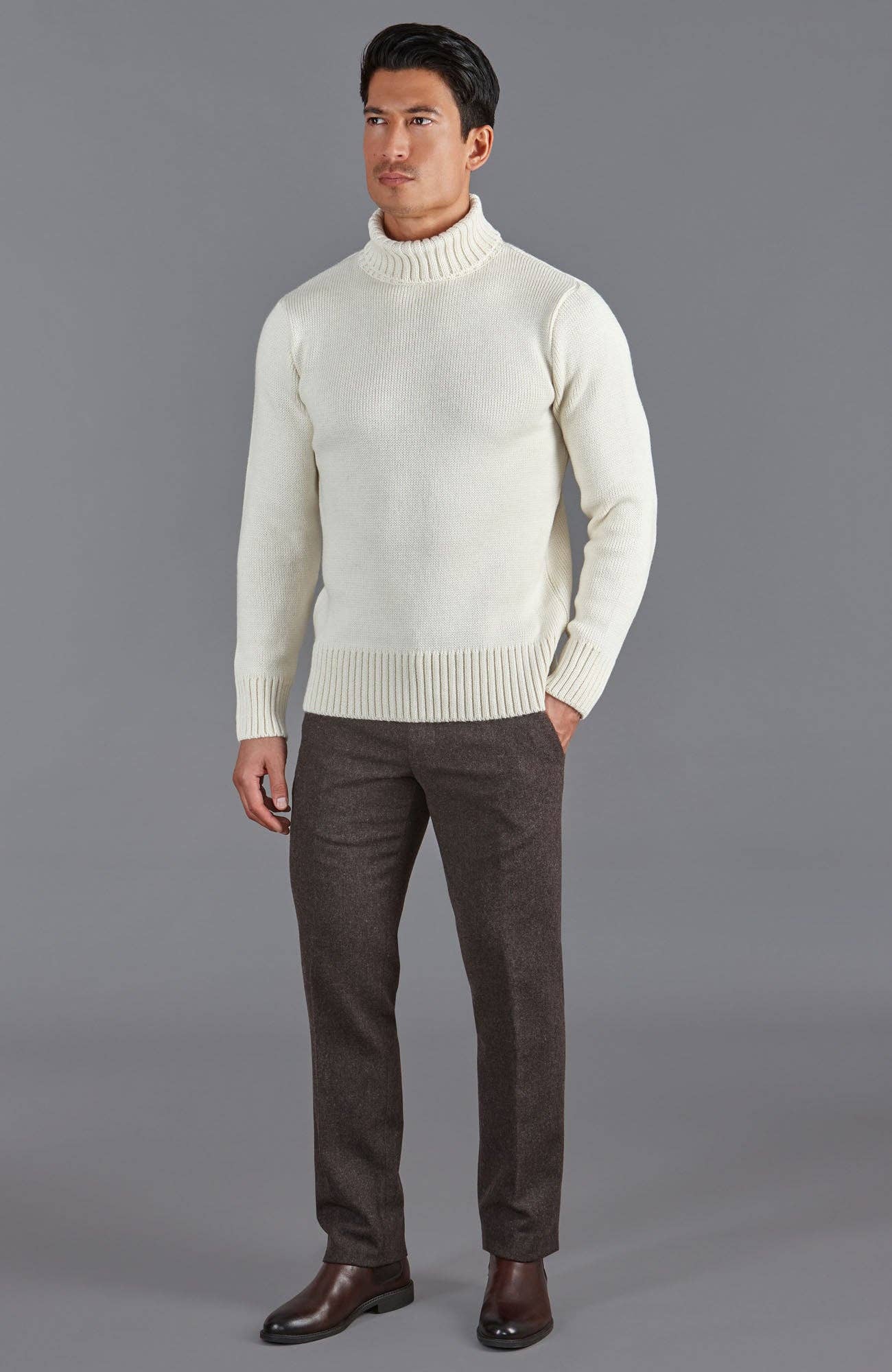 The Fitted Submariner - Roll Neck Merino Wool Jumper