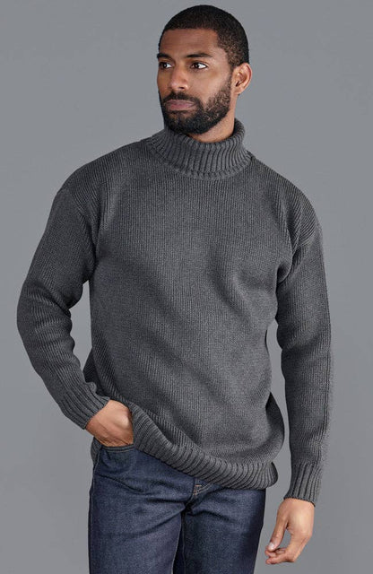 Mens 100% Cotton Submariner Roll Neck Jumper