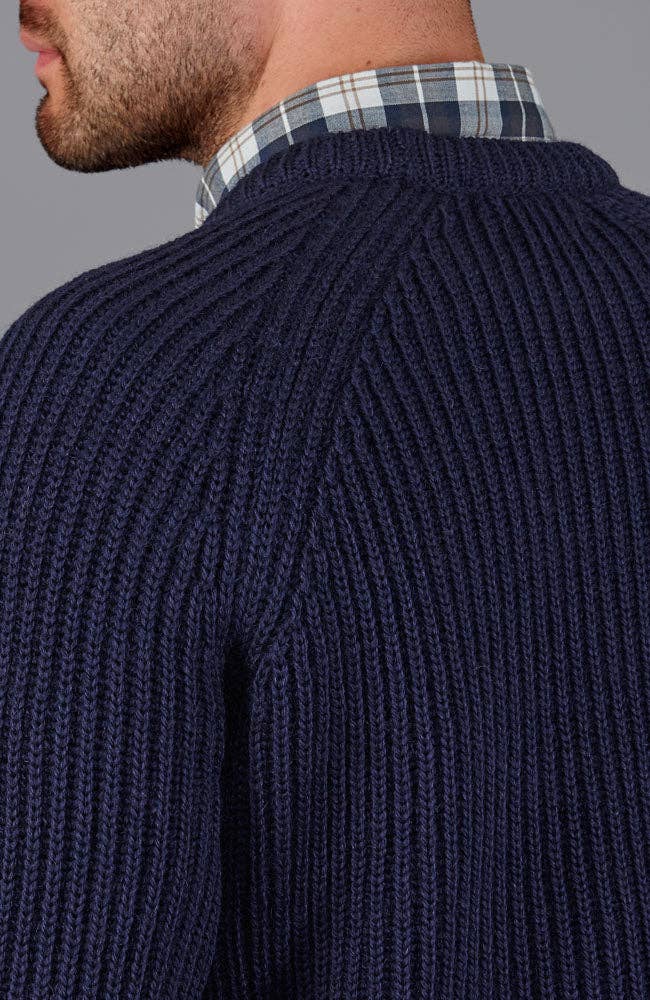 Mens 100% British Wool Heavyweight Ribbed Jumper