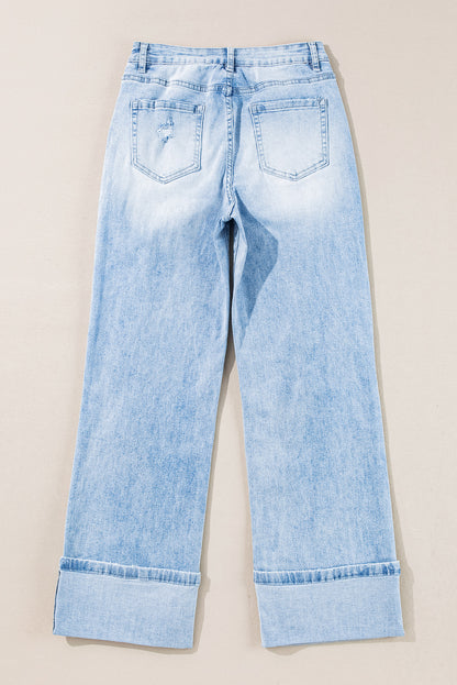 Jeans Beau Blue Light Wash desgastados Flare