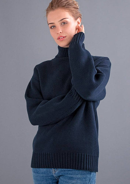 Womens Pure Cotton Heavyweight Submariner Roll Neck Jumper