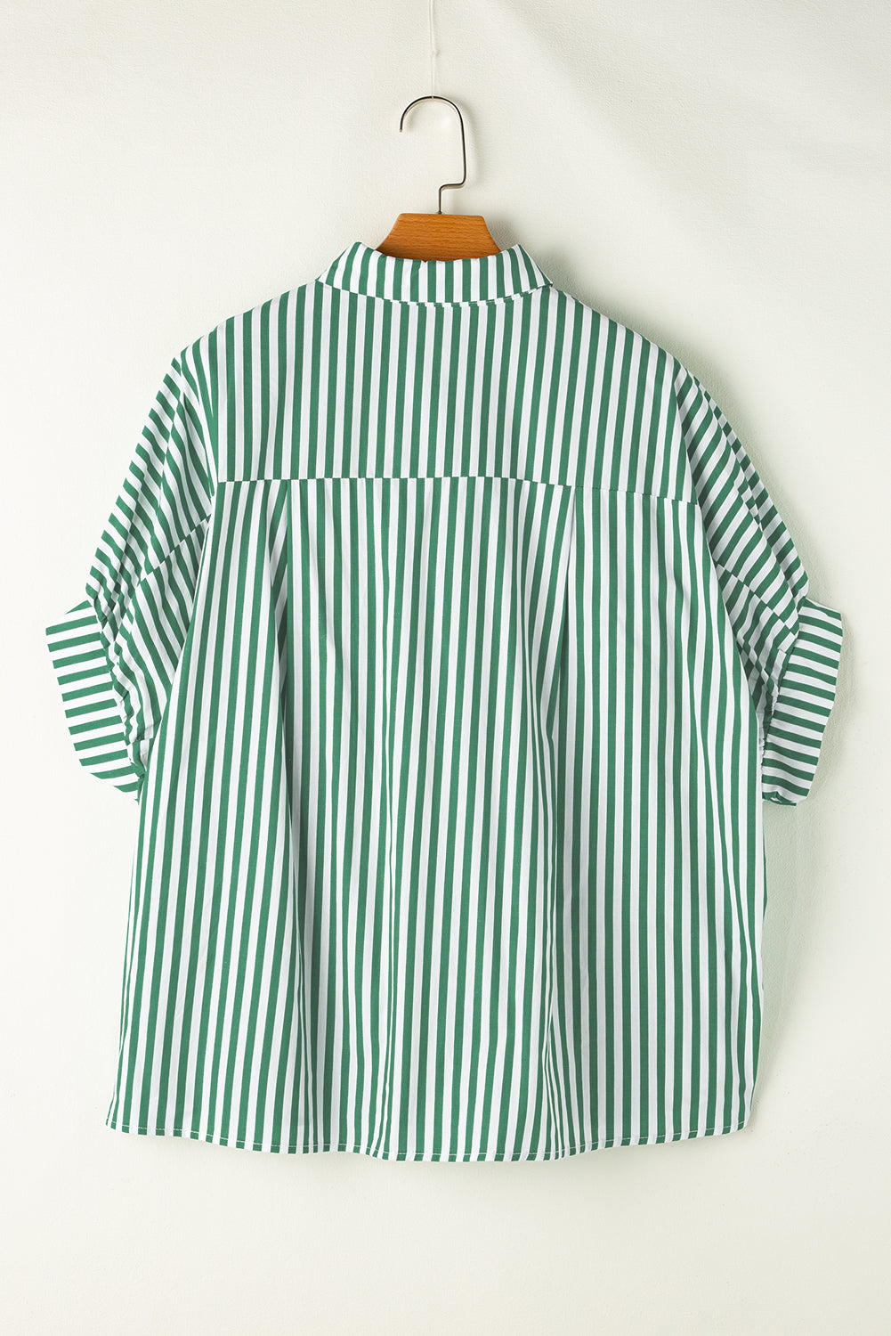 Green Stripe Dolman Sleeve Oversize Shirt