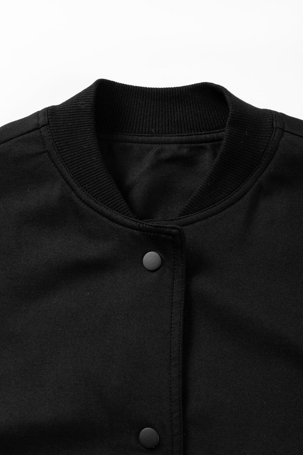 Black Big Pockets Baseball Collar Jacket