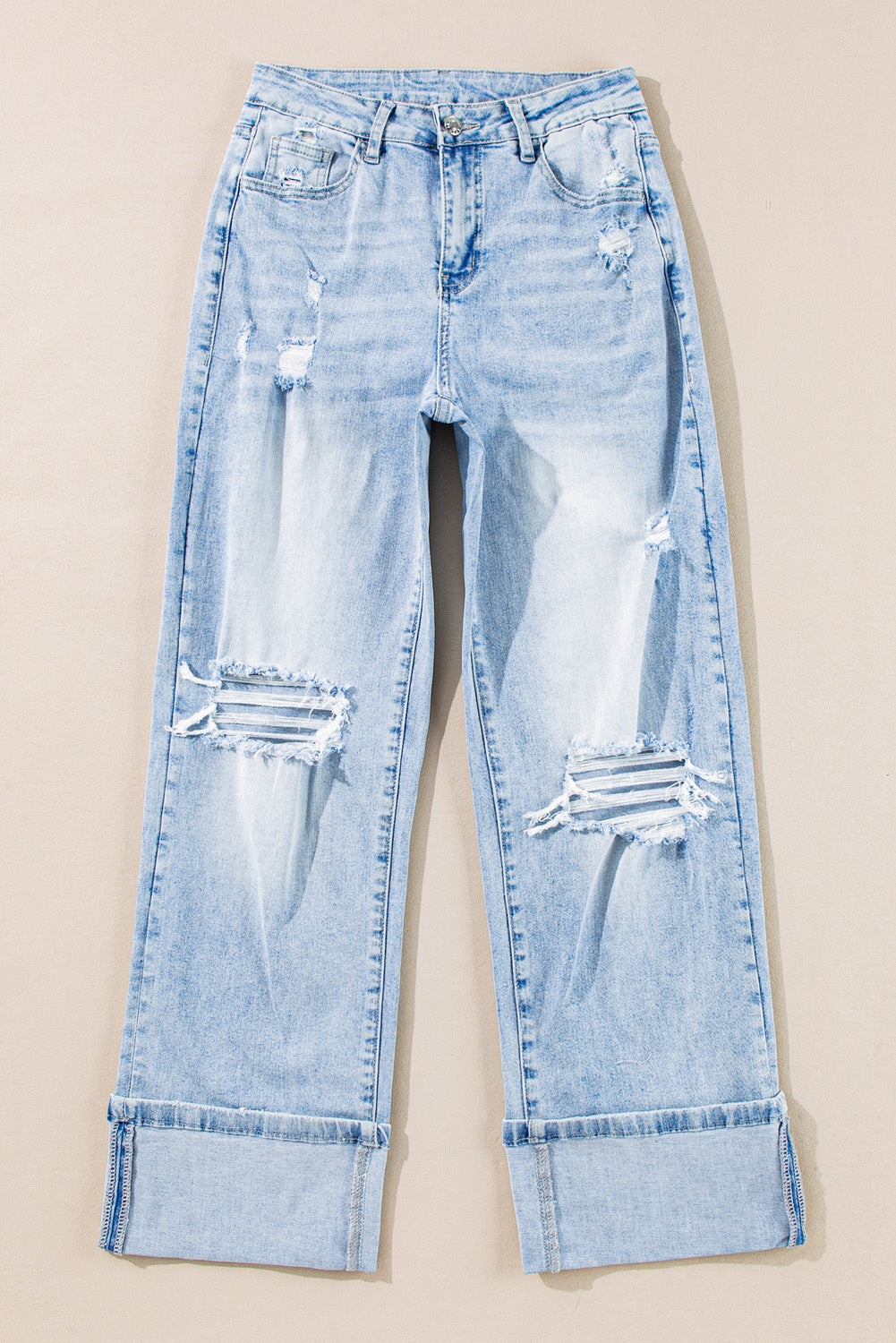 Jeans Beau Blue Light Wash desgastados Flare