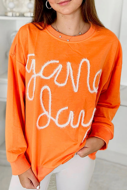 Carrot Contrast Game Day Graphic Casual Top