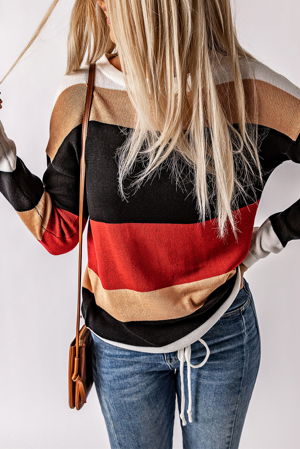 Pull en tricot color block rouge vif