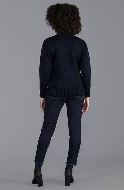 Womens 100% Chunky Merino Wool Submariner Roll Neck Jumper