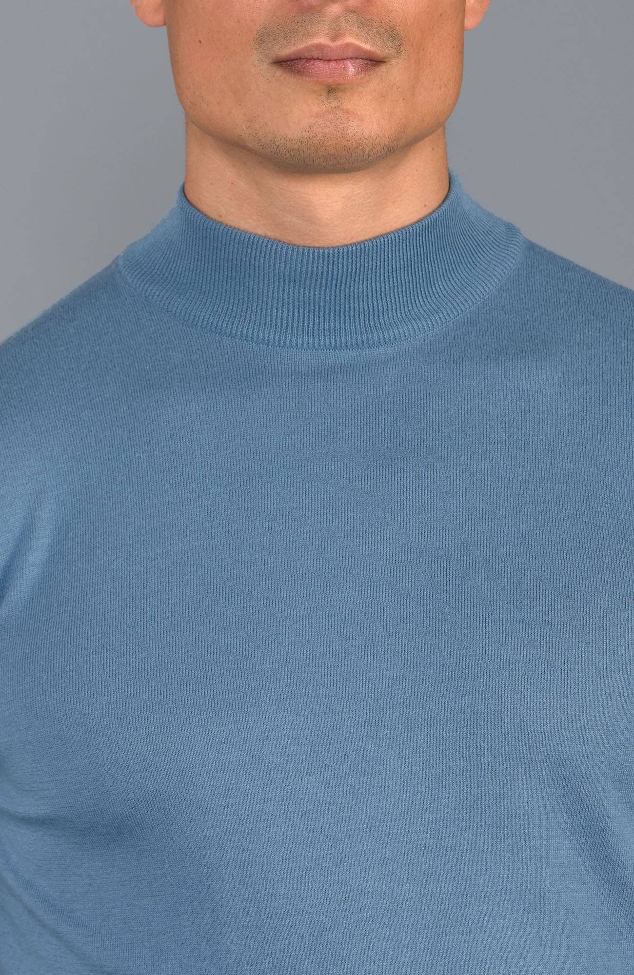 Mens Ultra Fine Cotton Mock Turtle Neck Jumper