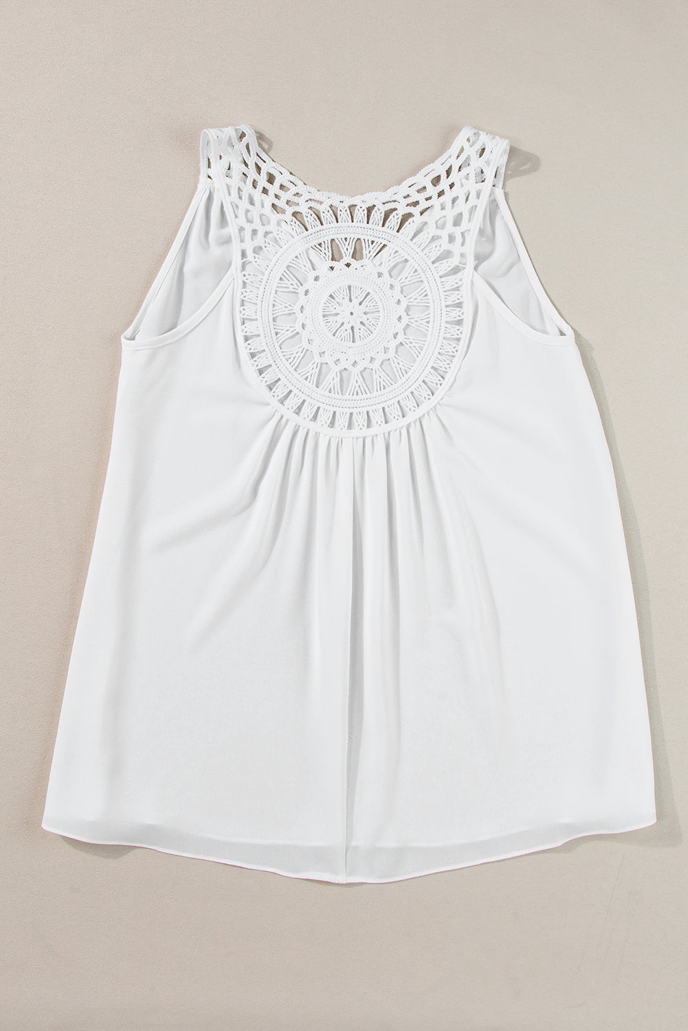 White Bohemian Crochet Patchwork Sleeveless Tunic