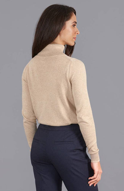 Womens Ultra-Fine Cotton Roll Neck Long Sleeve Jumper