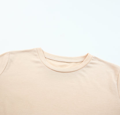 White Solid Color Crew Neck Tee