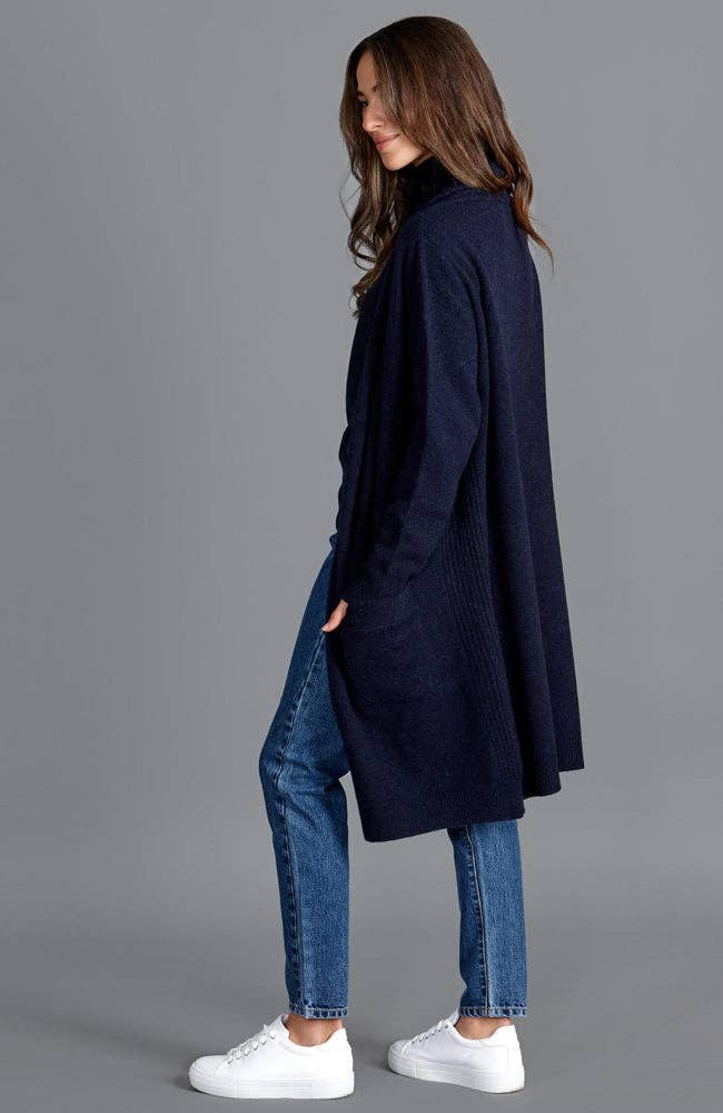 Womens Pure Lambswool Long Line Cardigan with Pockets