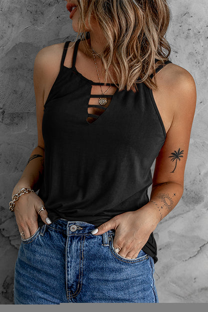 Black Ladder Hollow-out Tank Top