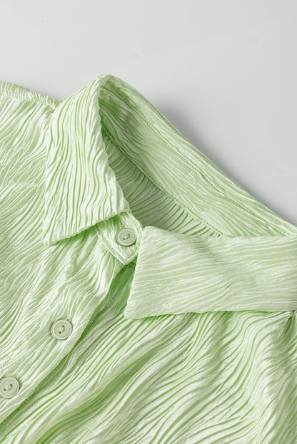 Chemise décontractée texturée fendue sur le côté Laurel Green