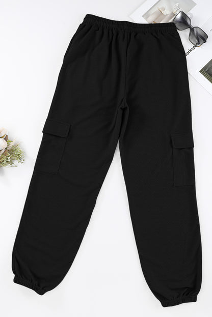 Apricot Waffle Texture Cargo Pocket Jogger Pants