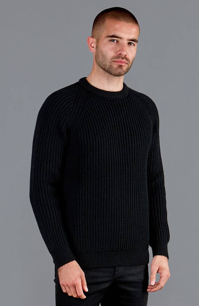 Mens 100% British Wool Heavyweight Ribbed Jumper