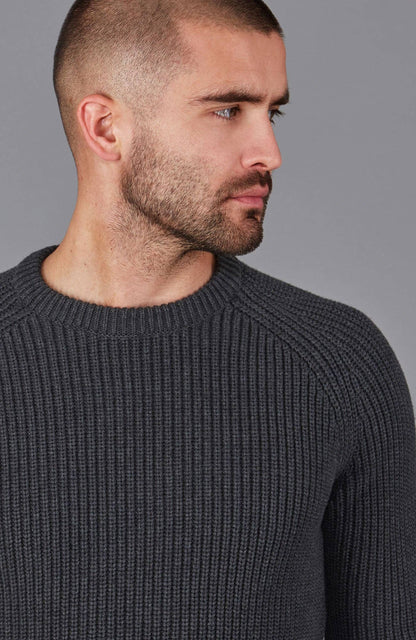 Mens Cotton Fisherman Rib Knit Jumper