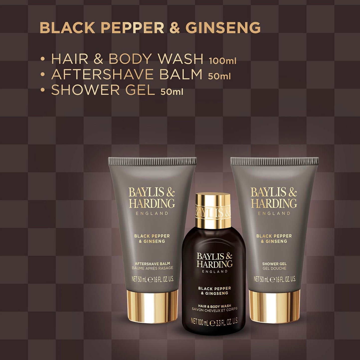 Baylis & Harding Black Pepper & Ginseng Men's Luxury Wash  Gift Set - Vegan Friendly (Pack of 1)