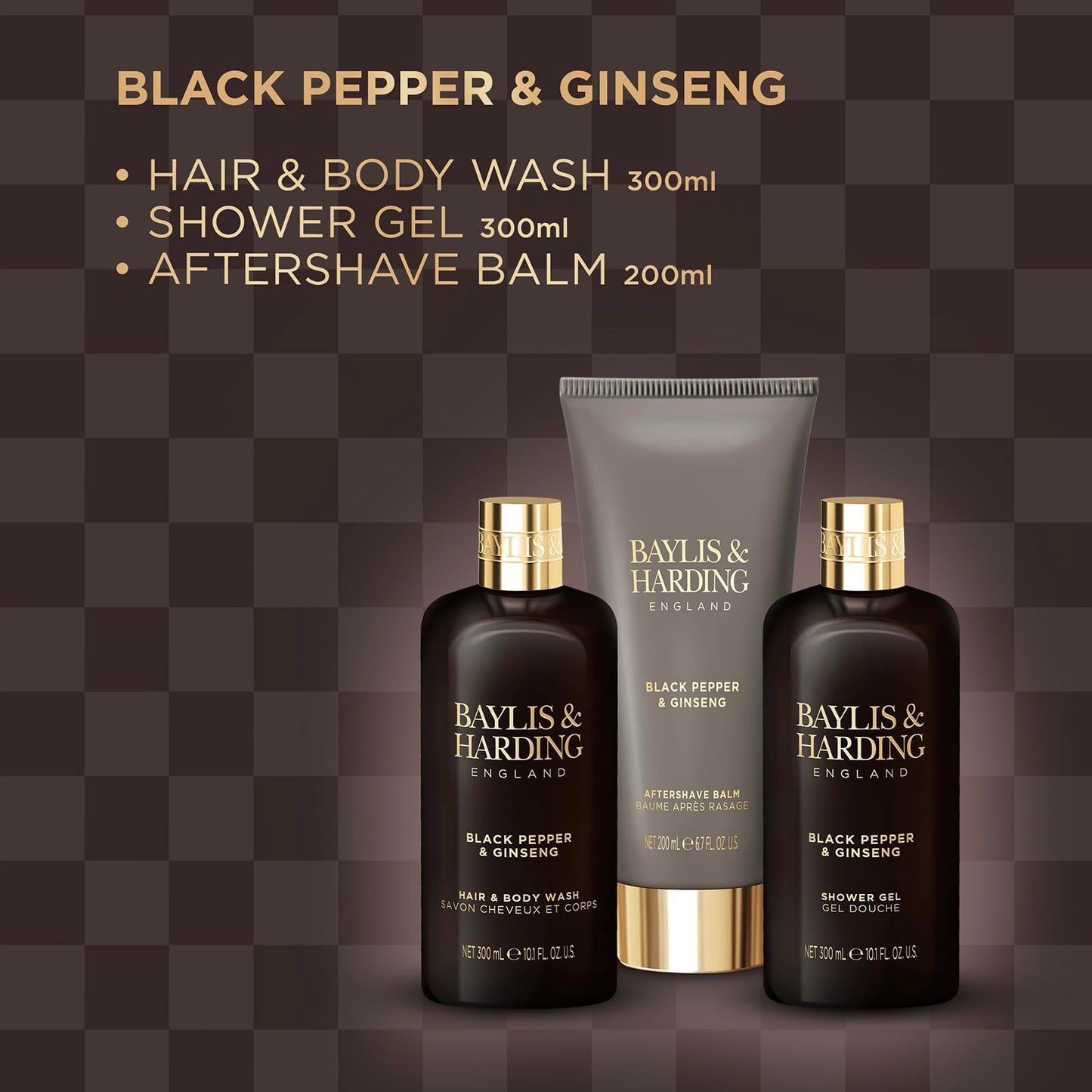 Baylis & Harding Black Pepper & Ginseng Men's Luxury Wash  Gift Set - Vegan Friendly (Pack of 1)